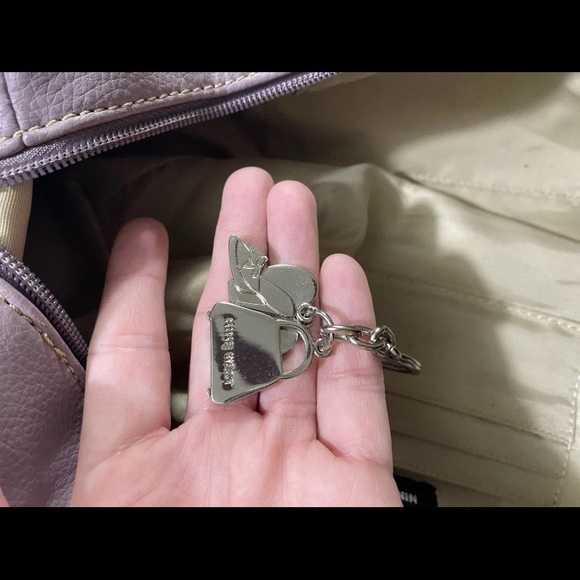 Nine West Lavender Faux Leather Shoulder Bag Purse Barrel Style Pebbled Texture - Picture 8 of 10